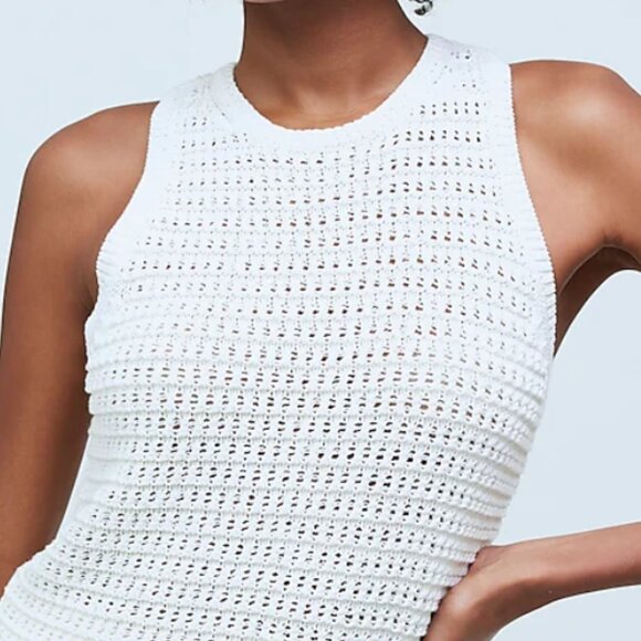 NWT Madewell Crochet Knit Crewneck Sweater Tank Ivory M - Picture 3 of 10